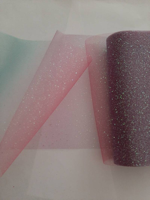 Tule roze/blauw verloop met glitter