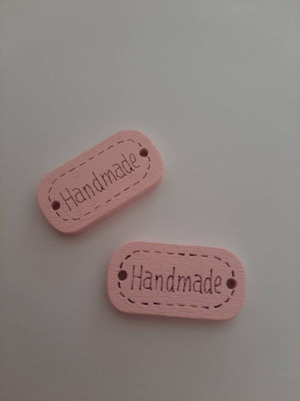Houten labels handmade roze (2)