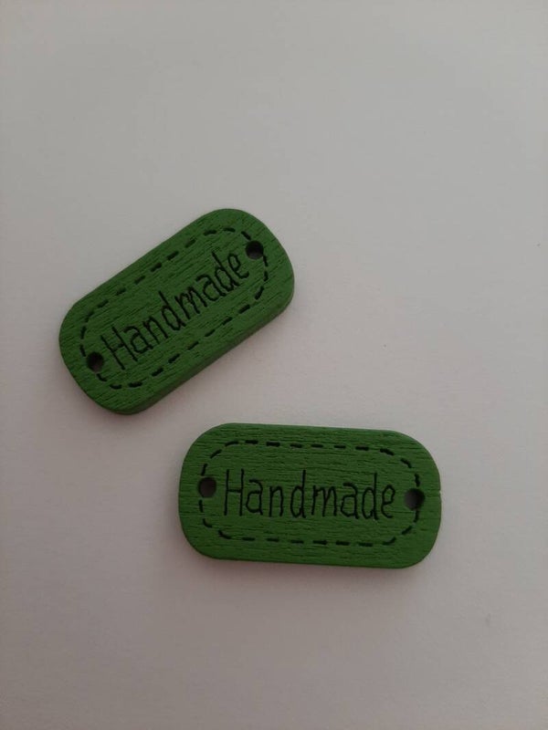 Houten label handmade groen (2)