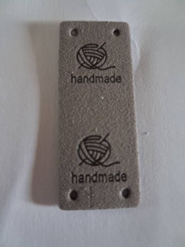Label handmade bolletje wol grijs