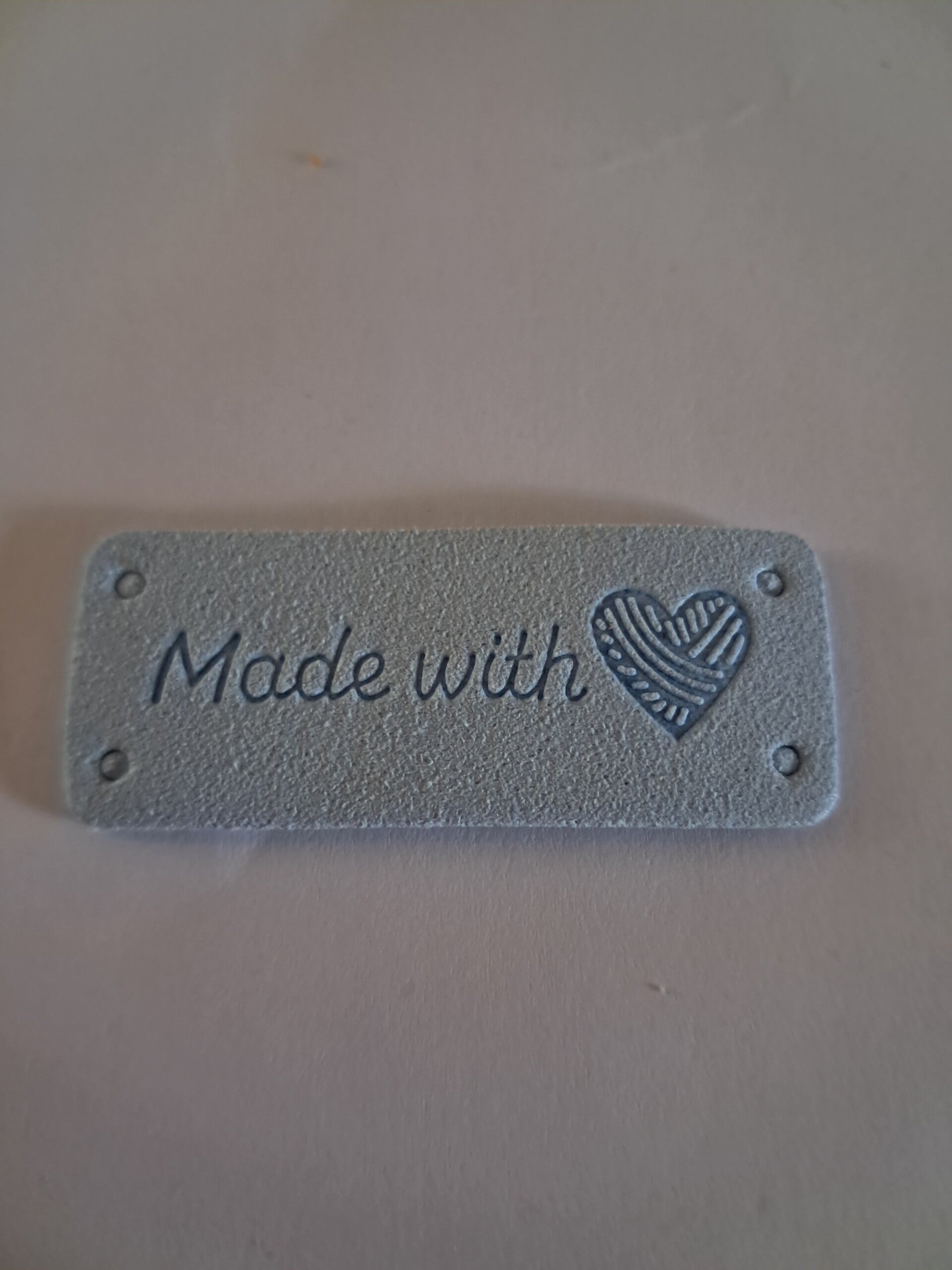 Label made with hart licht blauw