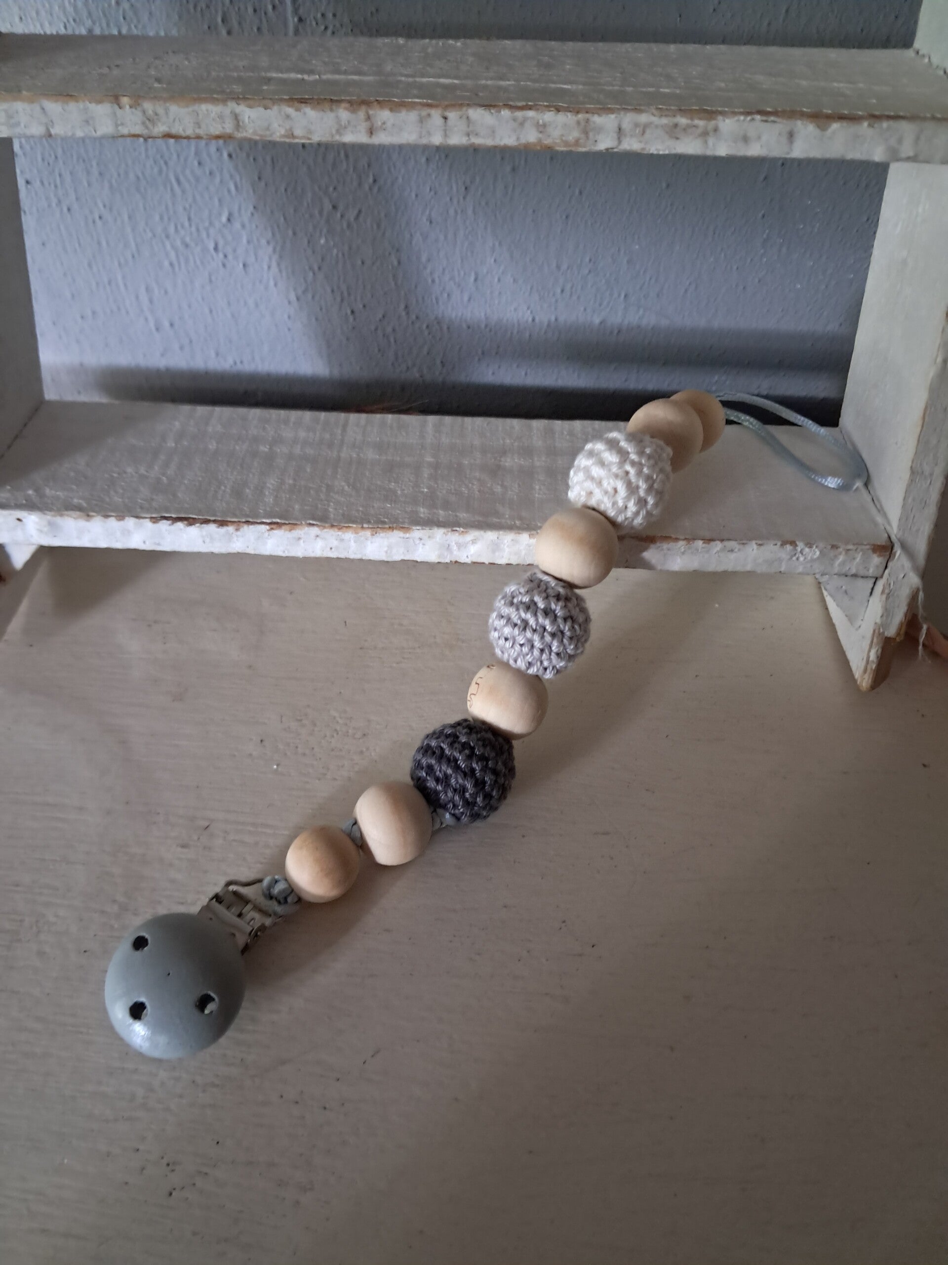 Speekoord hout  grijs