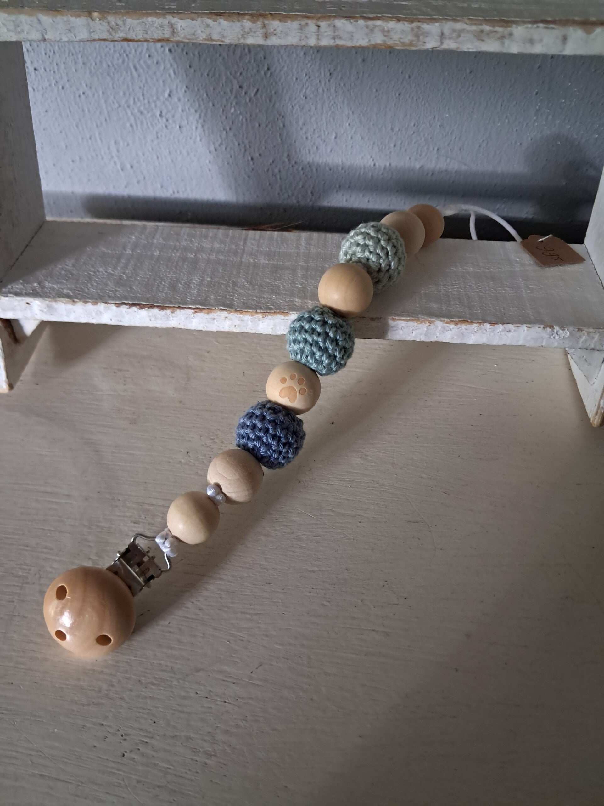 Speekoord hout blauw grijs