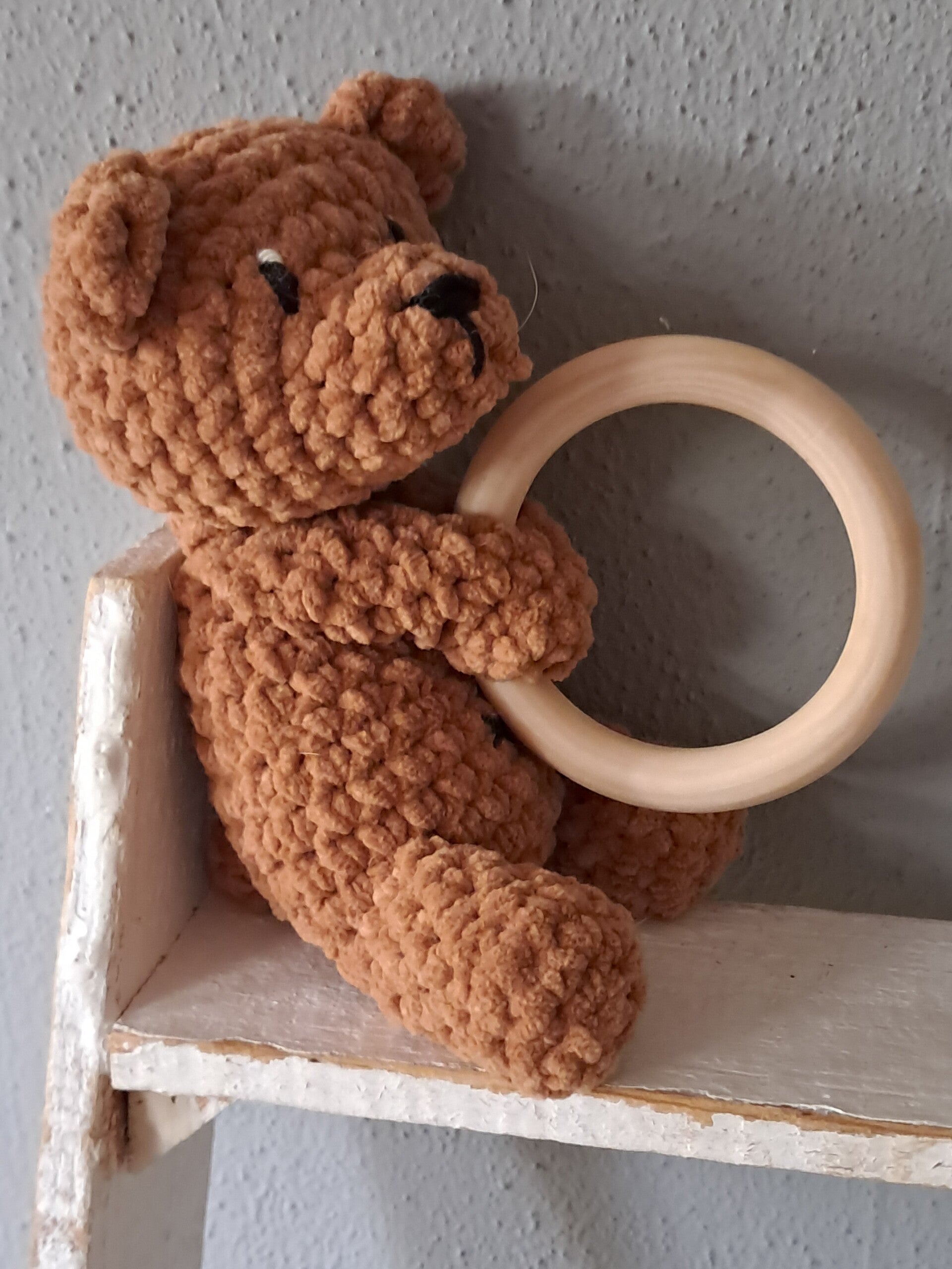 Knuffelbijtring beer bruin