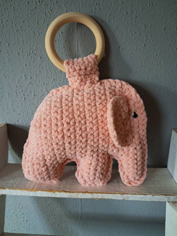 Maxi knuffelbijtring olifant licht roze