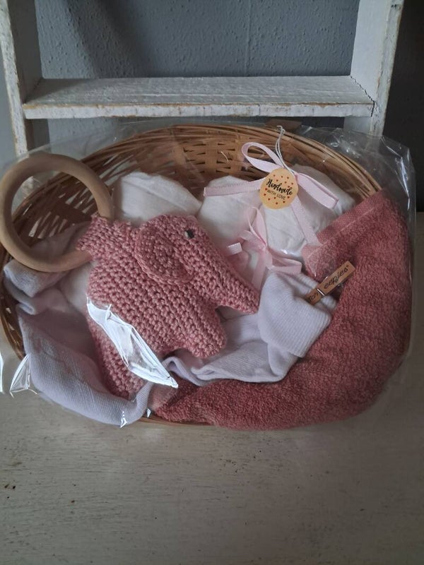 Kado mandje olifant donker roze