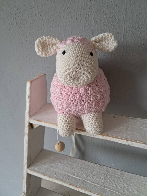 Muziekdoosje schaap roze