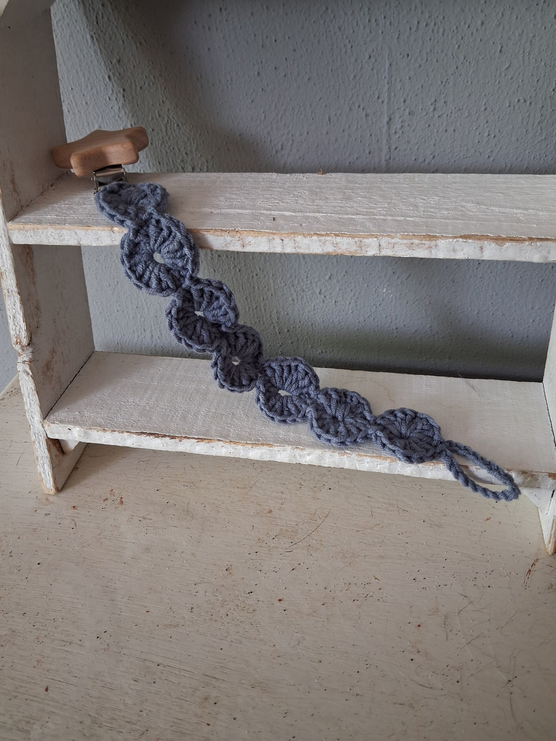 Speenkoord gehaakt ster blauw