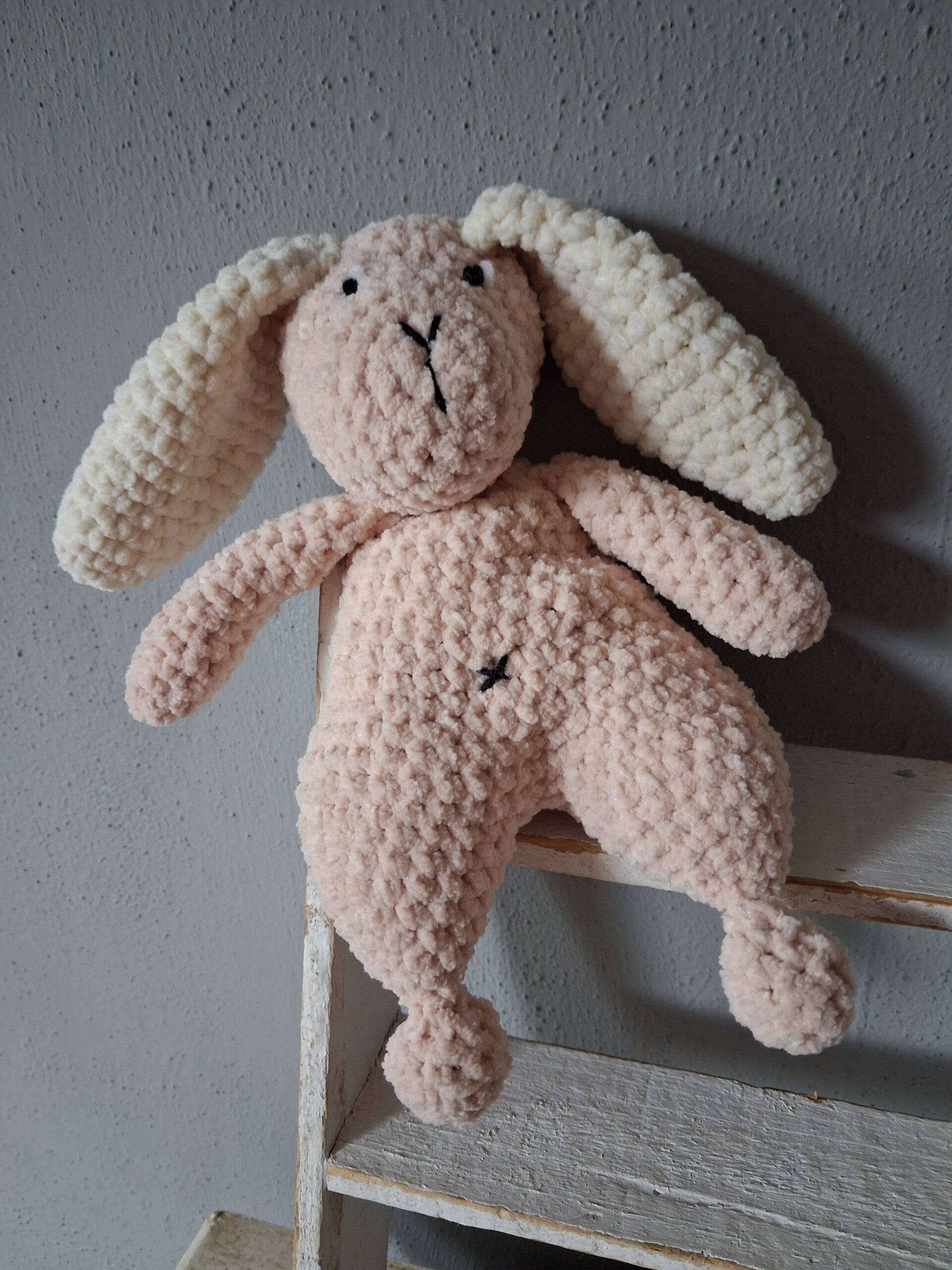 Newborn knuffel konijn licht roze/gebroken wit