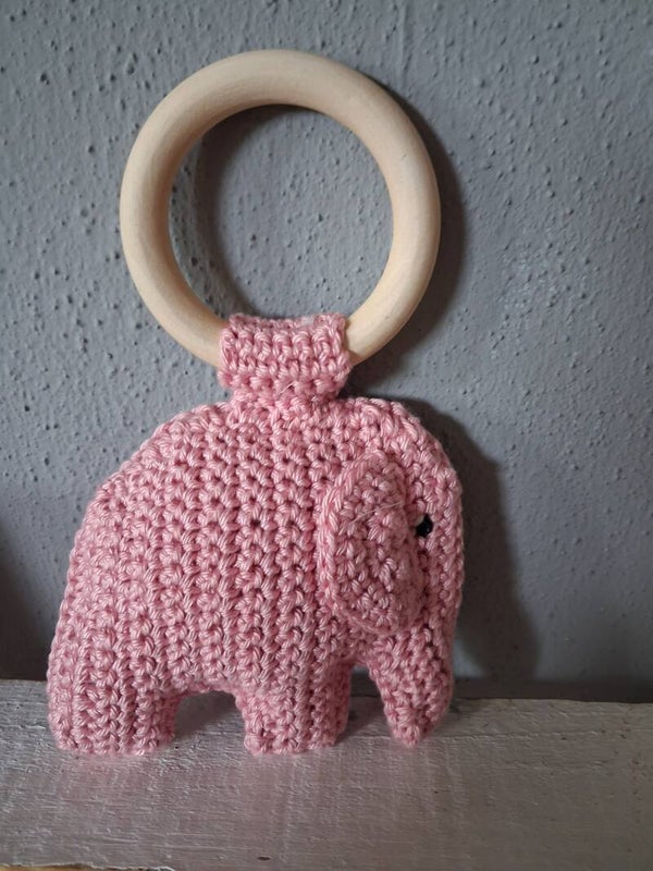 Bijtring olifant oud roze