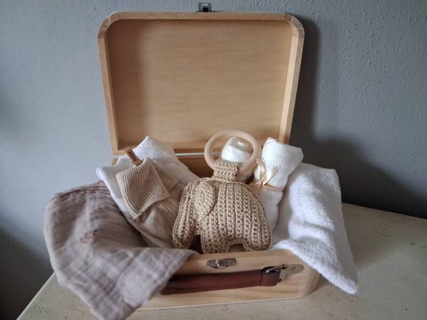 Kado koffer hout beige olifant