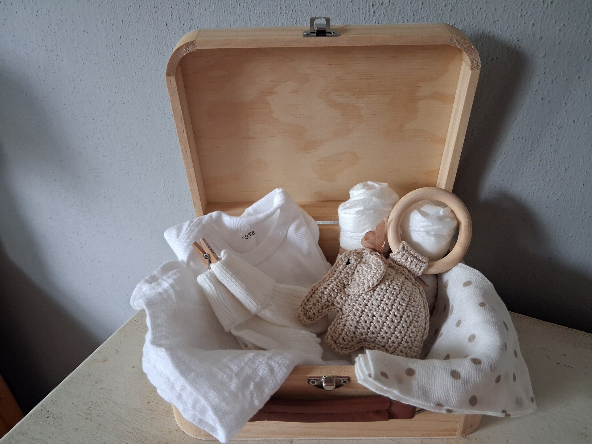 Kado koffer hout beige olifant