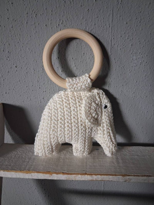 Bijtring olifant gebroken wit