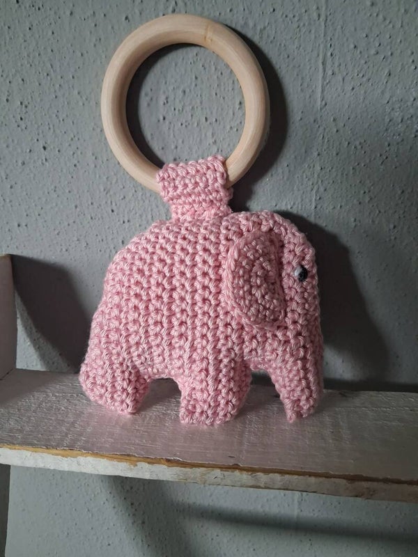 Bijtring olifant roze