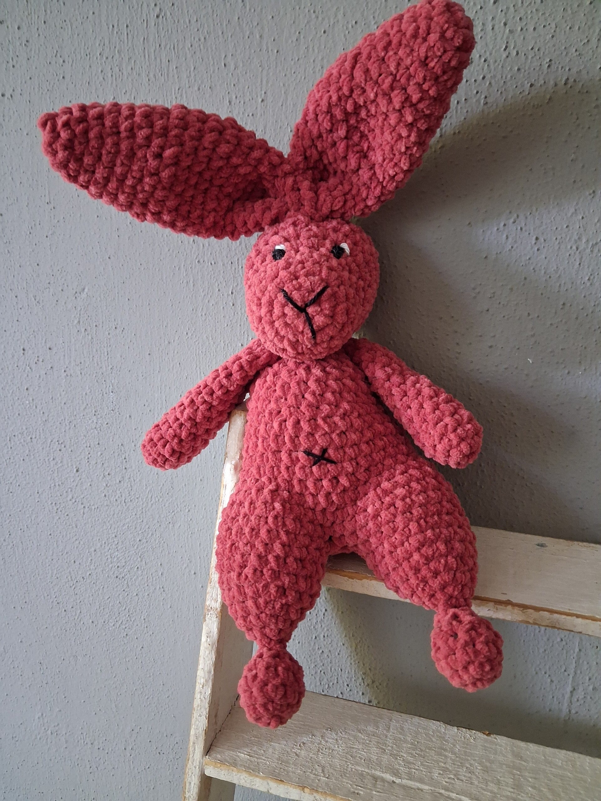 Newborn knuffel konijn donker oud roze