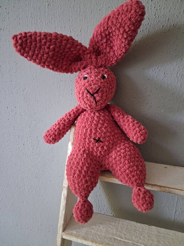 Newborn knuffel konijn donker oud roze