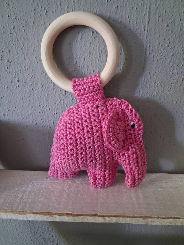 Bijtring olifant roze