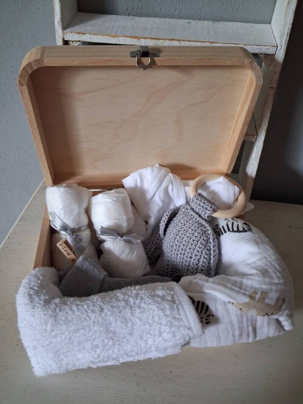 Kado koffer hout grijs olifant