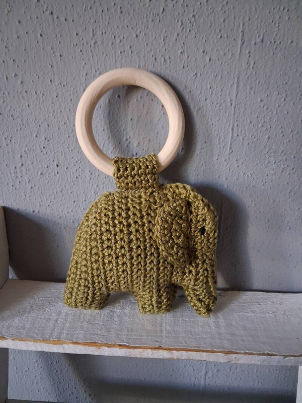 Bijtring olifant mosgroen