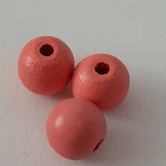 Houten kraal 12 mm oud roze (3)