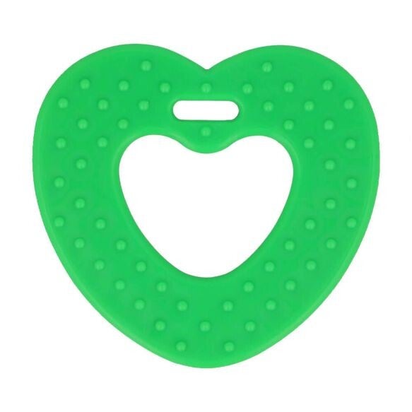 Opry bijtring hart met noppen 65 mm groen