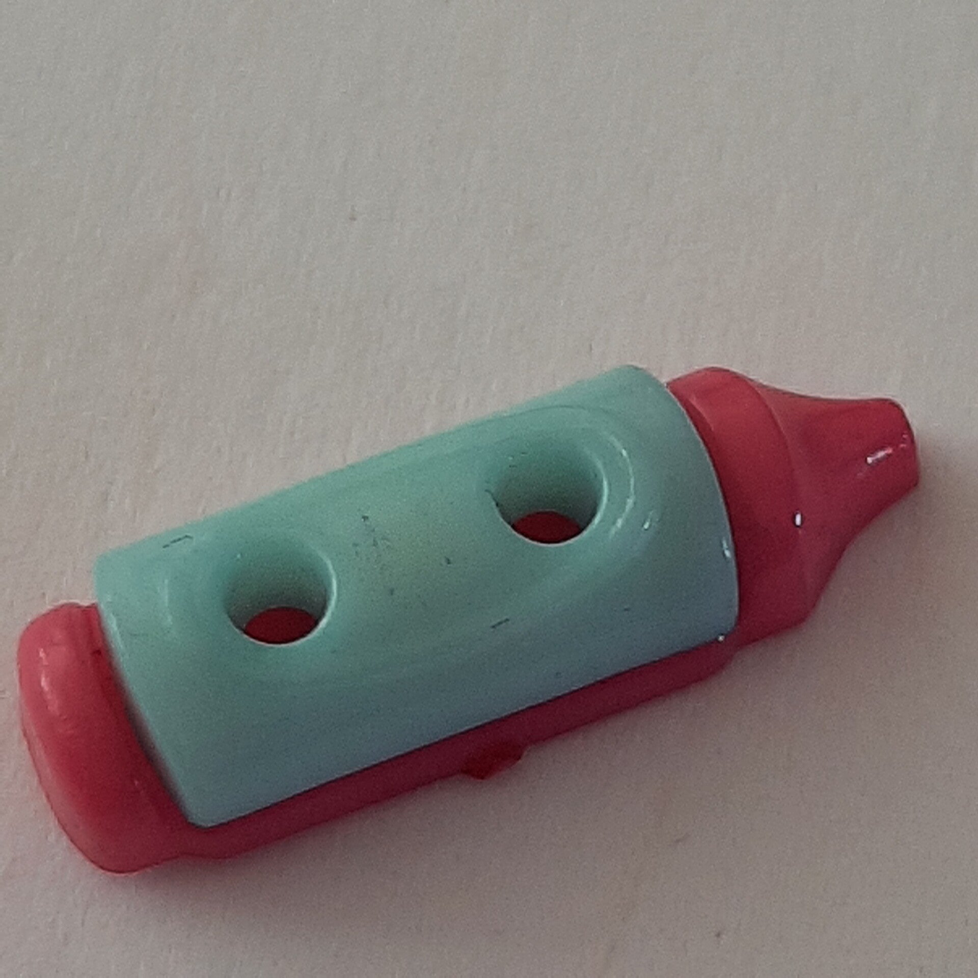 Plastic knoop potlood 7 x 20 mm fuchsie/blauw