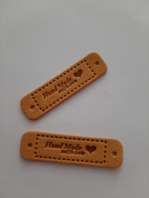 Label zacht leer handmade with love oker