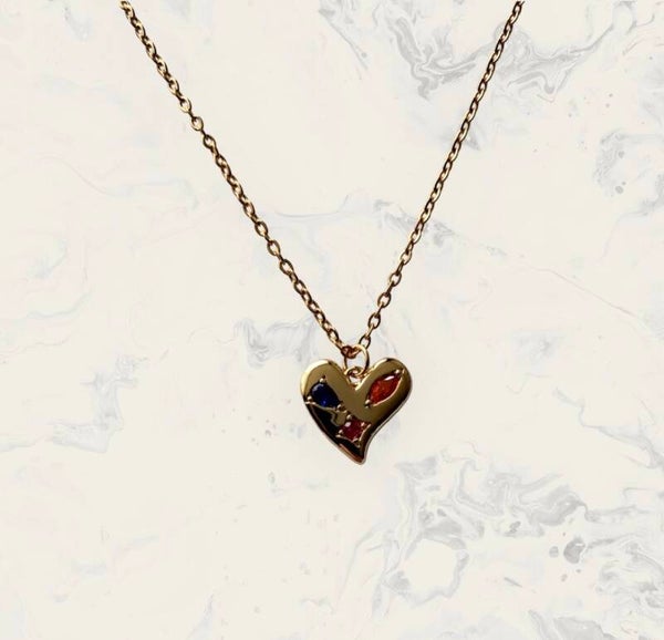 Stainless steel ketting met zirconia hart bedel