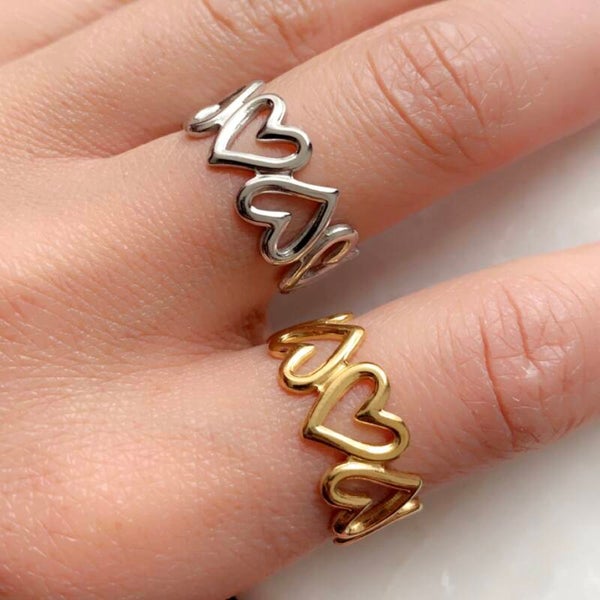 Stainless steel hartjes ring