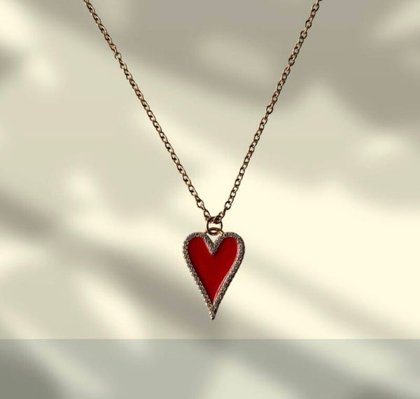 Stainless steel ketting met CZ hart bedel