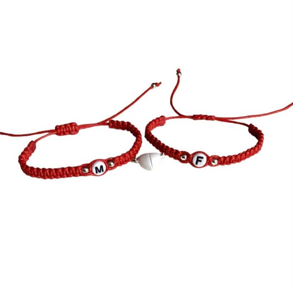 Koppel armband set met magnetische hartje