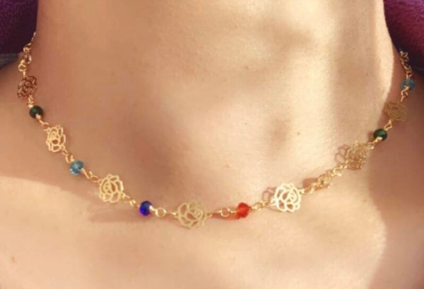 Stainless steel bloemen ketting