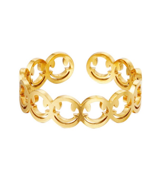 Stainless steel smiley ring