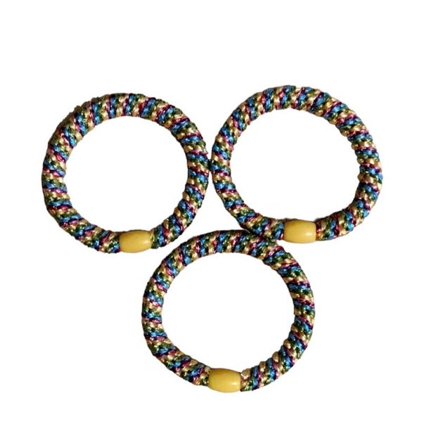 Haarelastiek geel-blauw-roze