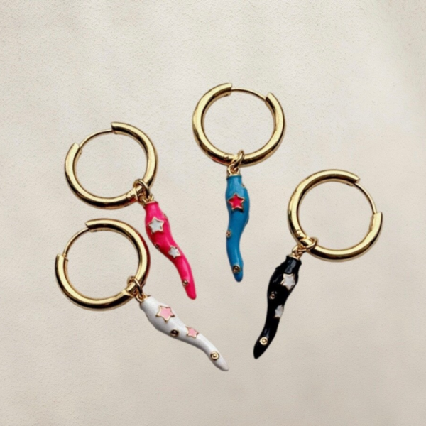 Trendy peper sterren oorbel (1 stuk)