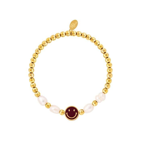 RVS smiley armband parels