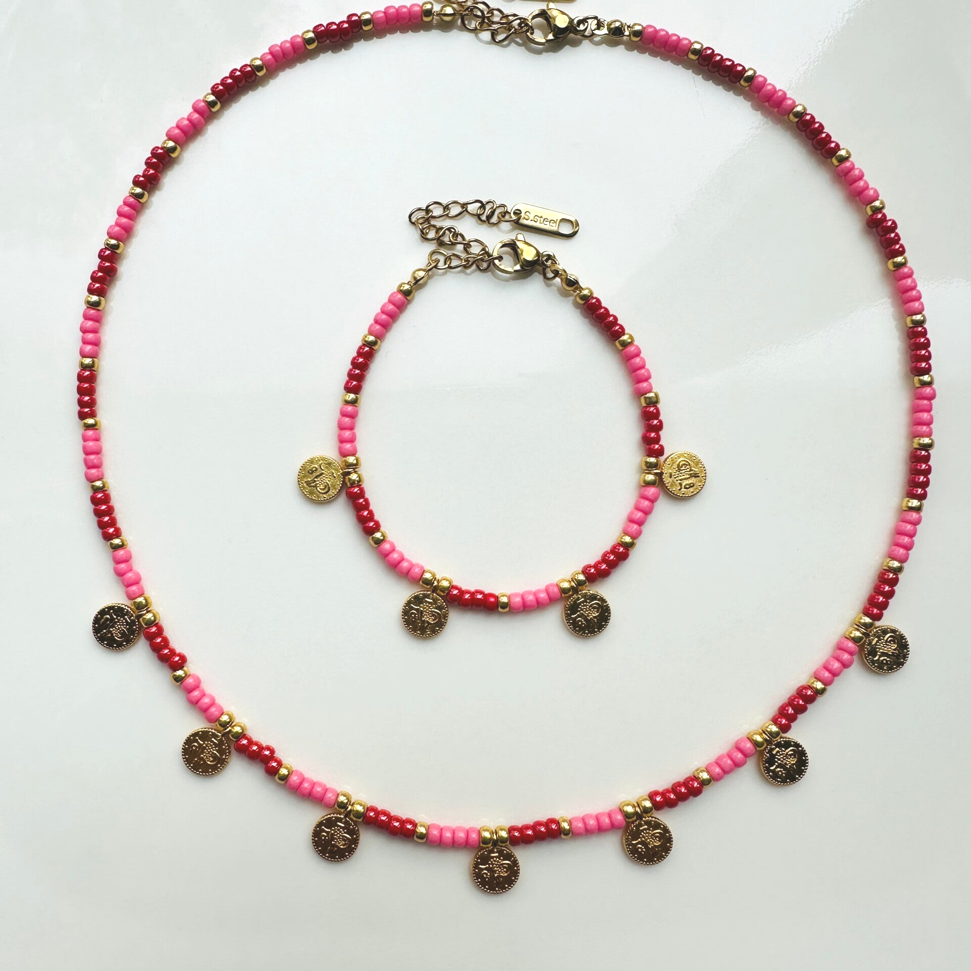 Lucky coins ketting+armband set