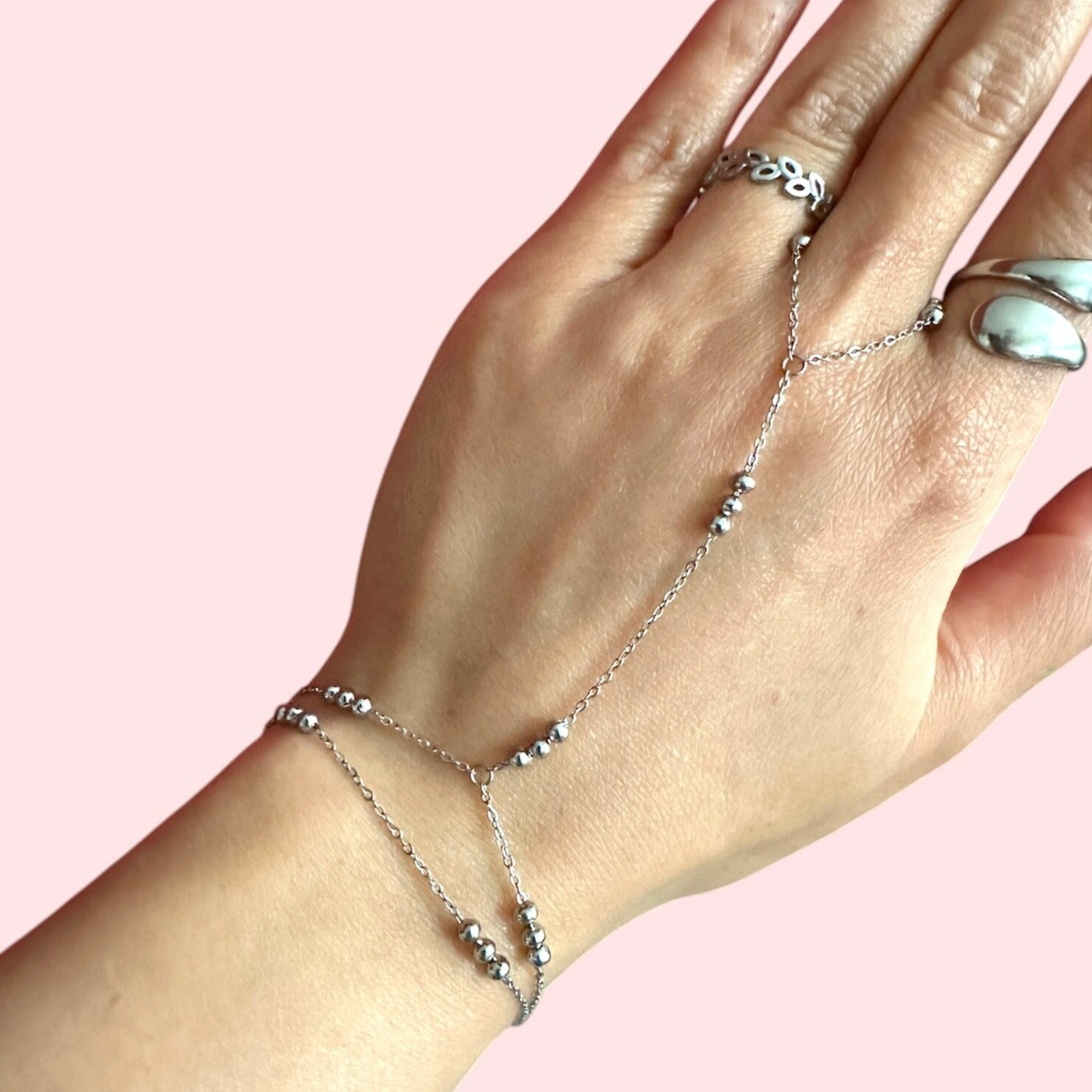 Dubbele layer armband met ring