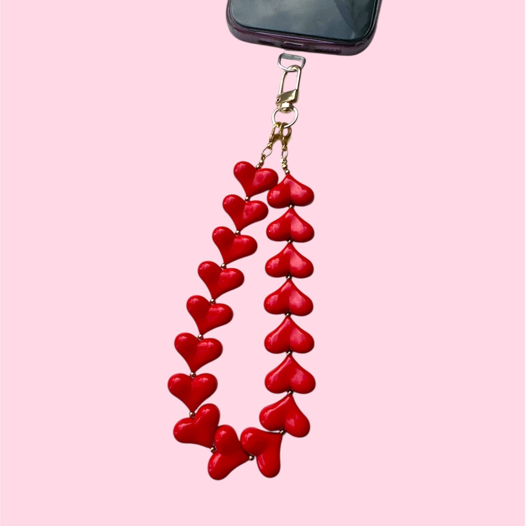 Phone charm hartjes rood