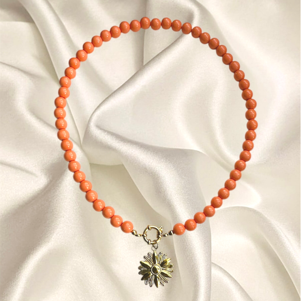 Oranje kralen ketting