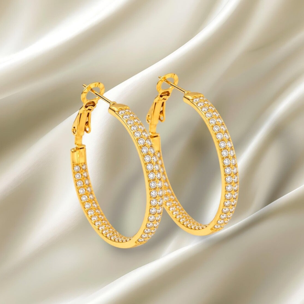 Double strass hoops oorbellen