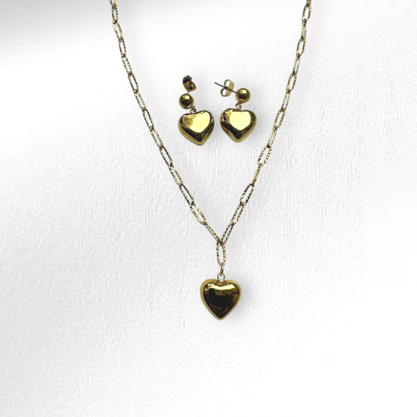 Love hart ketting+oorbellen set
