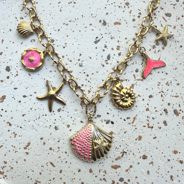 Sea roze goud bedelketting
