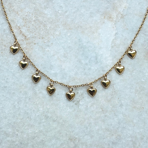 Stainless Steel ketting met hartjes