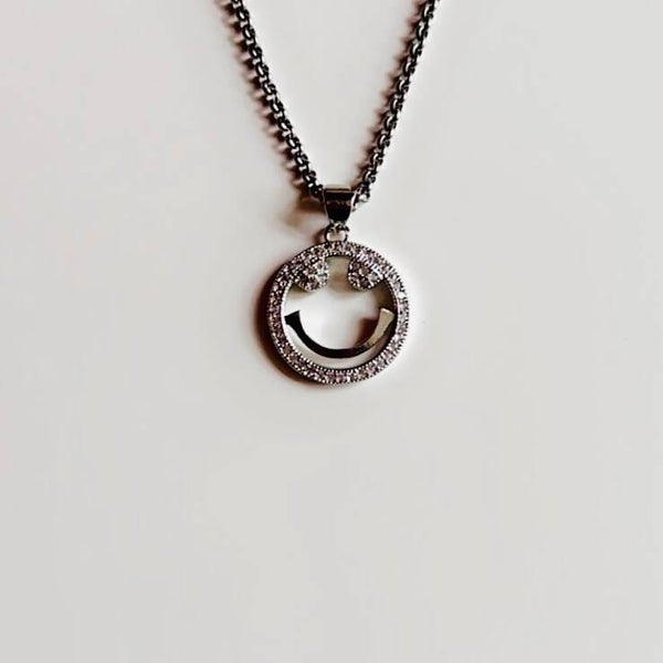 Zilveren smiley ketting