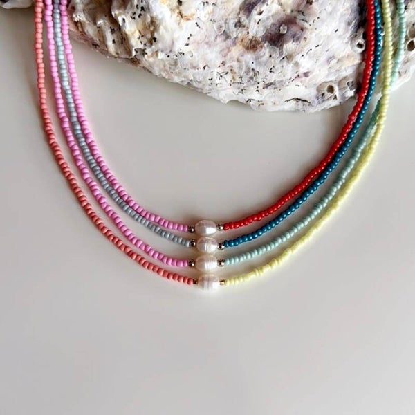 Kralen ketting met zoetwater parel