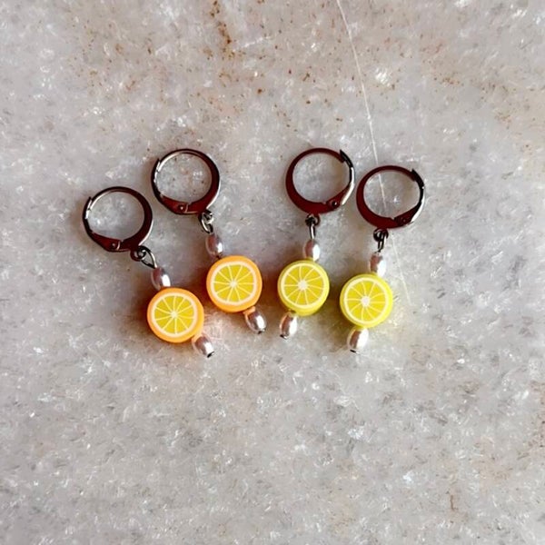 Citrus fruit zilveren oorbellen