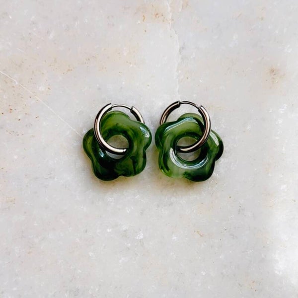 Stainless steel flower oorbellen