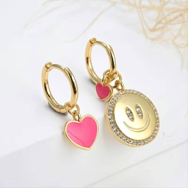 Smiley & hart hoop oorbellen
