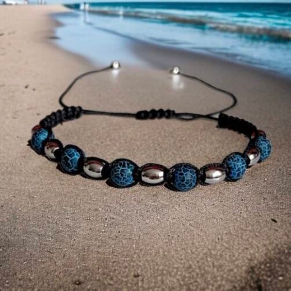 Natuursteen agaat armband donker blauw